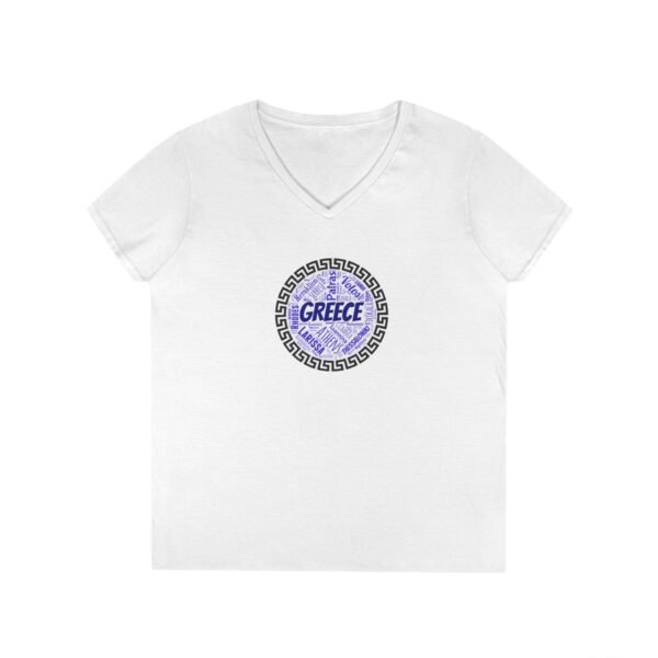 10951884462625925158_2048.jpeg Greece V-Neck T-Shirt – 100% Cotton, Greek Cities Typography Wordart Design S-3XL