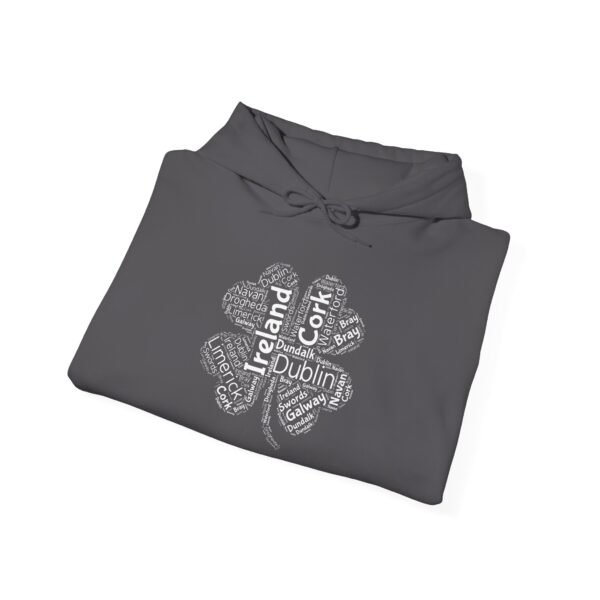 Ireland Word Art Four Leaf Clover Hoodie Irish Cities S-5XL