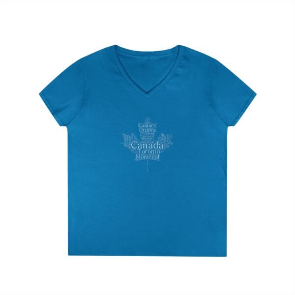 12438555732508390135_2048.jpeg Maple Leaf Women’s V-Neck T-Shirt – 100% Cotton, Canadian Cities Design S-3XL