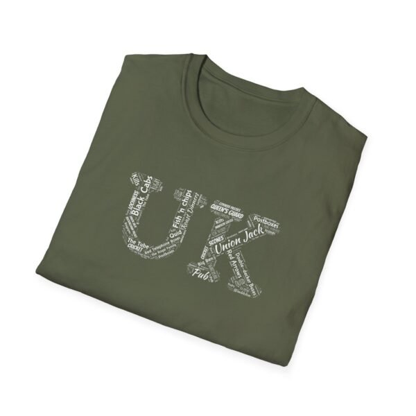 UK Typography T-Shirt – 100% Cotton Design Featuring Iconic UK Symbols, Sizes XS-5XL