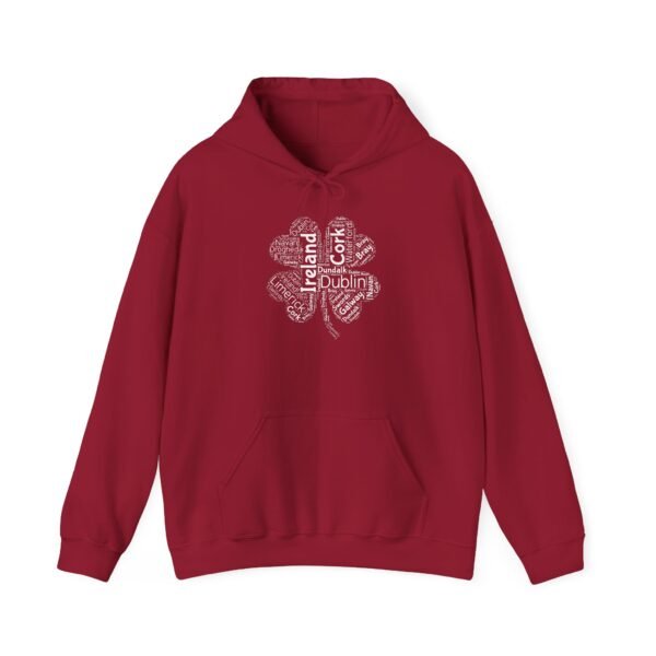 Ireland Word Art Four Leaf Clover Hoodie Irish Cities S-5XL