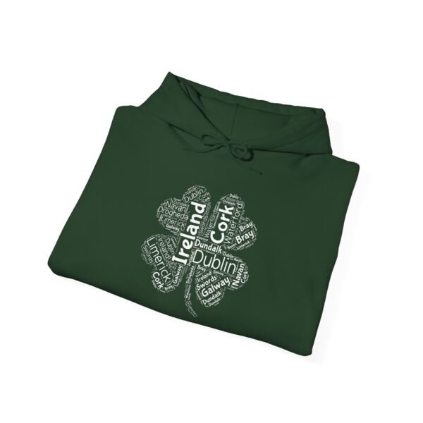 Ireland Word Art Four Leaf Clover Hoodie Irish Cities S-5XL