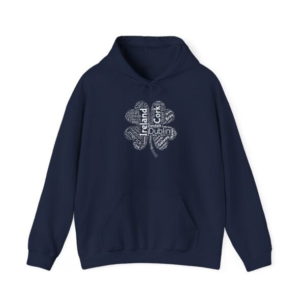 Ireland Word Art Four Leaf Clover Hoodie Irish Cities S-5XL