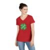 Irish Four-Leaf Clover Women’s V-Neck T-Shirt – 100% Cotton, Lucky Ireland Design S-3XL