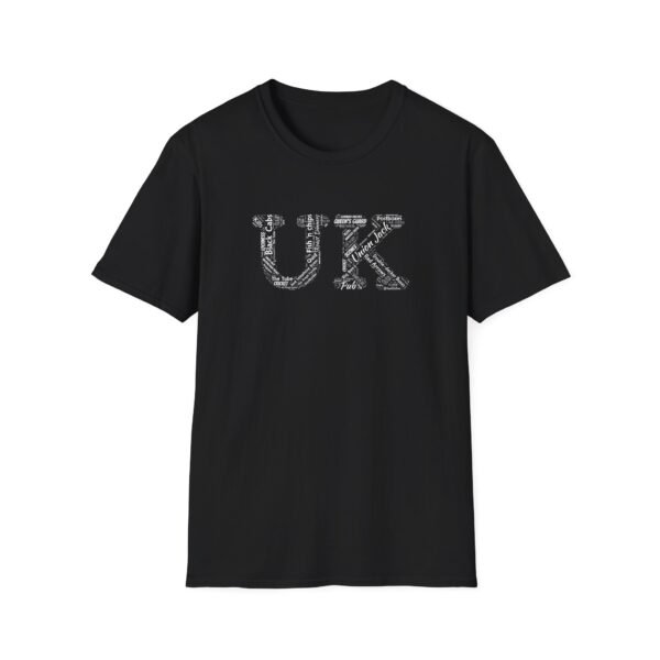 UK Typography T-Shirt – 100% Cotton Design Featuring Iconic UK Symbols, Sizes XS-5XL