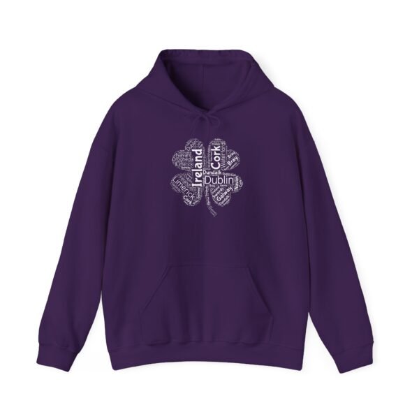 Ireland Word Art Four Leaf Clover Hoodie Irish Cities S-5XL
