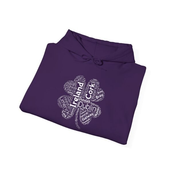 Ireland Word Art Four Leaf Clover Hoodie Irish Cities S-5XL