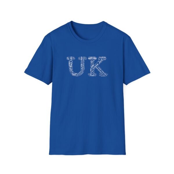 UK Typography T-Shirt – 100% Cotton Design Featuring Iconic UK Symbols, Sizes XS-5XL