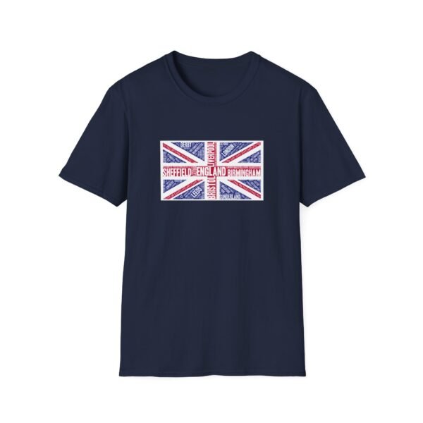 Union Jack Cities T-Shirt – 100% Cotton Design Featuring UK Cities, Sizes XS-5XL