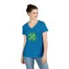 Irish Four-Leaf Clover Women’s V-Neck T-Shirt – 100% Cotton, Lucky Ireland Design S-3XL