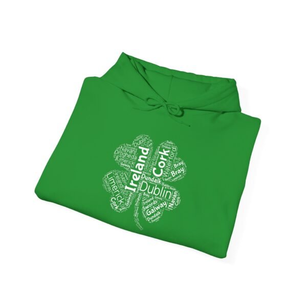 Ireland Word Art Four Leaf Clover Hoodie Irish Cities S-5XL