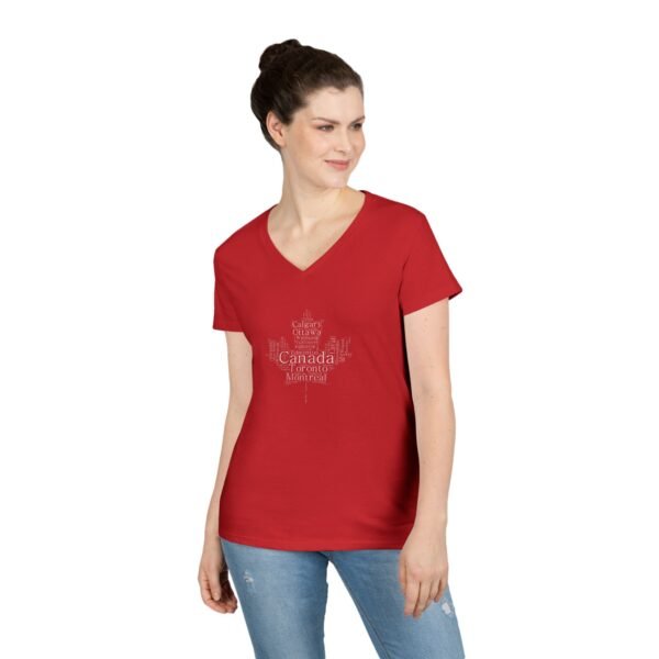 16589745758606536328_2048.jpeg Maple Leaf Women’s V-Neck T-Shirt – 100% Cotton, Canadian Cities Design S-3XL