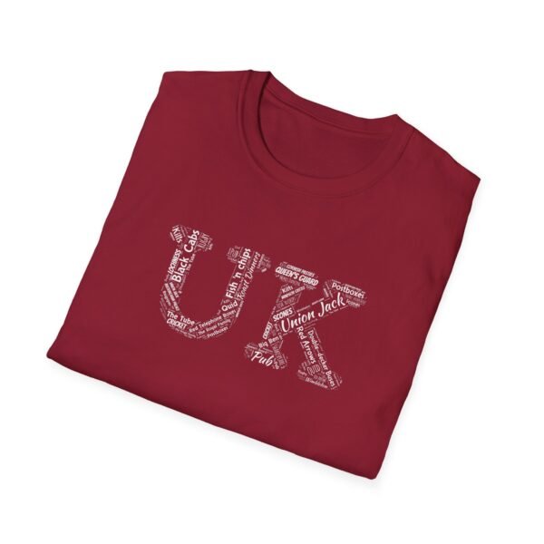 UK Typography T-Shirt – 100% Cotton Design Featuring Iconic UK Symbols, Sizes XS-5XL