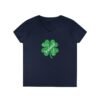 Irish Four-Leaf Clover Women’s V-Neck T-Shirt – 100% Cotton, Lucky Ireland Design S-3XL