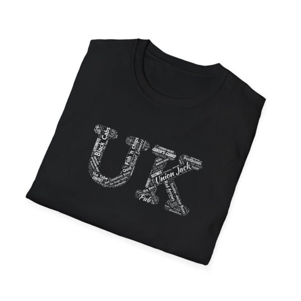 UK Typography T-Shirt – 100% Cotton Design Featuring Iconic UK Symbols, Sizes XS-5XL