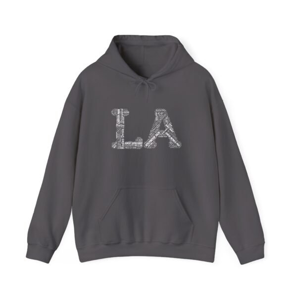2627988855136157067_2048.jpeg LA Word Art Unisex Hoodie with LA landmarks S-5XL