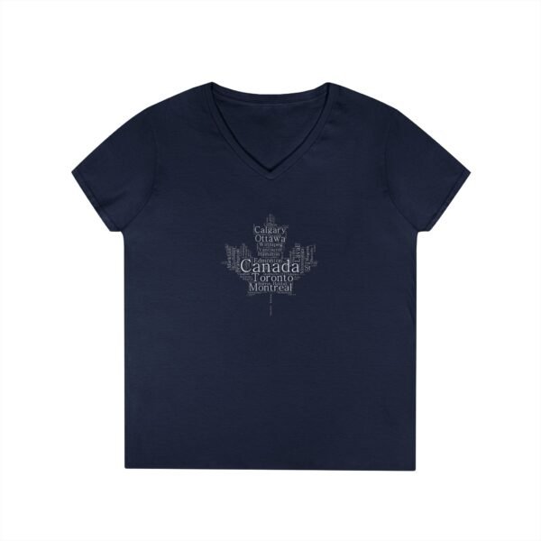 3860872131623094618_2048.jpeg Maple Leaf Women’s V-Neck T-Shirt – 100% Cotton, Canadian Cities Design S-3XL