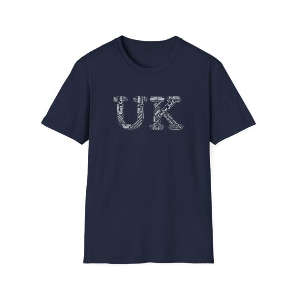 UK Typography T-Shirt – 100% Cotton Design Featuring Iconic UK Symbols, Sizes XS-5XL