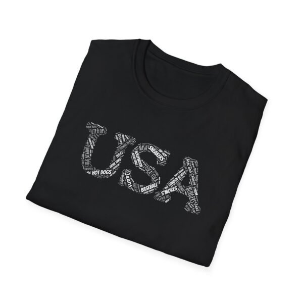 USA Typography T-Shirt – 100% Cotton Design Featuring Iconic American Words, Sizes XS-5XL