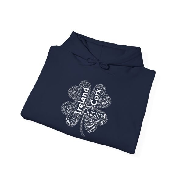 Ireland Word Art Four Leaf Clover Hoodie Irish Cities S-5XL