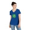 Irish Four-Leaf Clover Women’s V-Neck T-Shirt – 100% Cotton, Lucky Ireland Design S-3XL