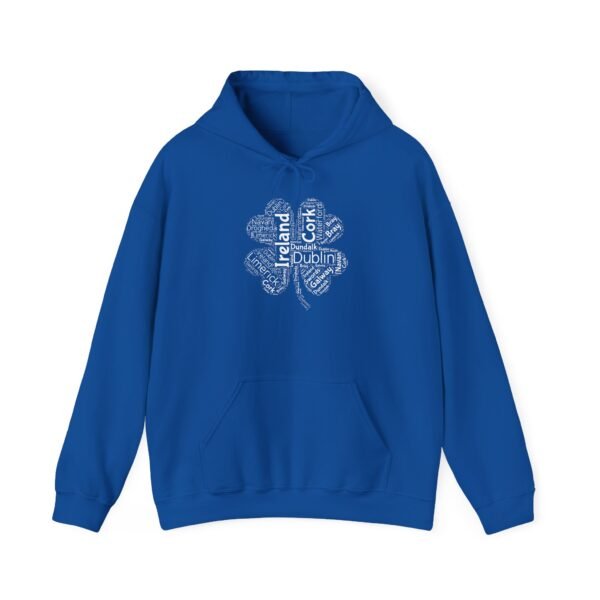 Ireland Word Art Four Leaf Clover Hoodie Irish Cities S-5XL