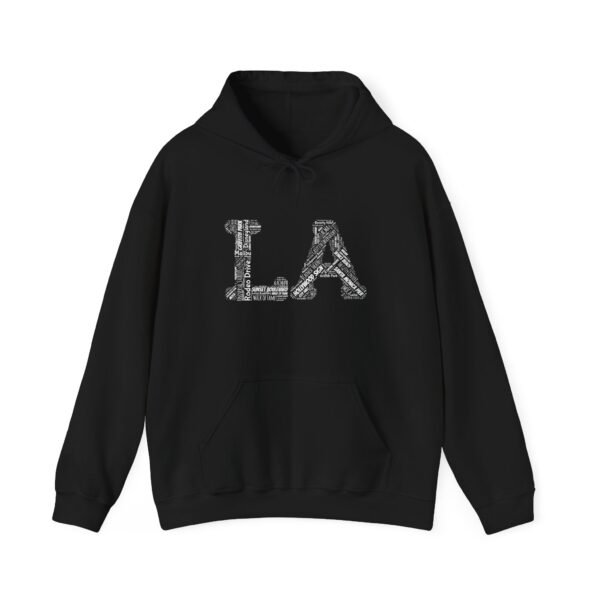 7247784173887853174_2048.jpeg LA Word Art Unisex Hoodie with LA landmarks S-5XL