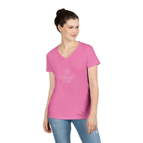 7907475367744406358_2048.jpeg Maple Leaf Women’s V-Neck T-Shirt – 100% Cotton, Canadian Cities Design S-3XL