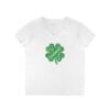 Irish Four-Leaf Clover Women’s V-Neck T-Shirt – 100% Cotton, Lucky Ireland Design S-3XL