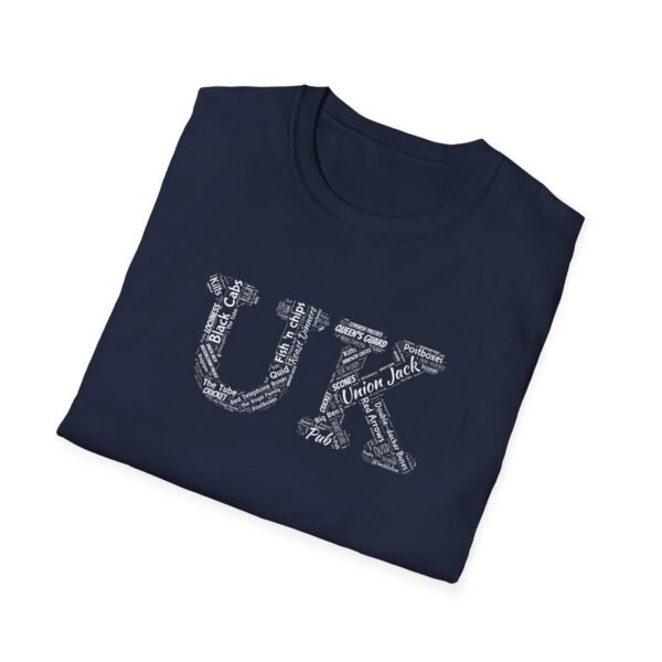 UK Typography T-Shirt – 100% Cotton Design Featuring Iconic UK Symbols, Sizes XS-5XL