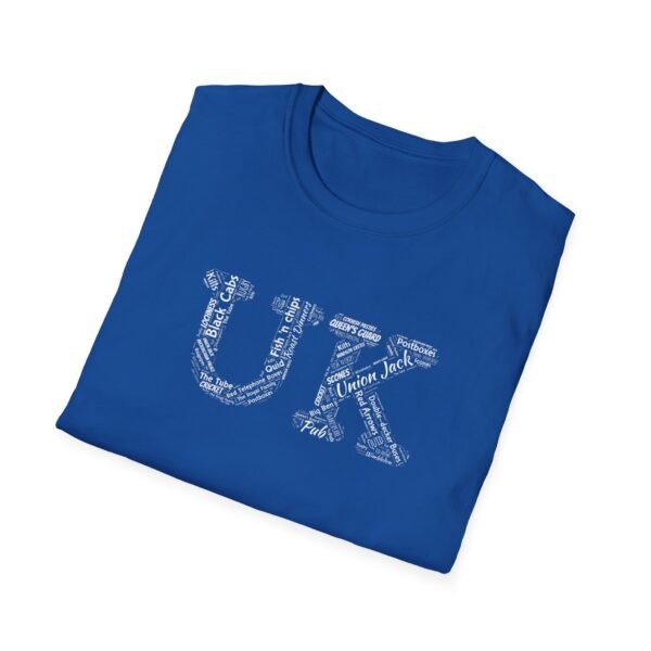 UK Typography T-Shirt – 100% Cotton Design Featuring Iconic UK Symbols, Sizes XS-5XL