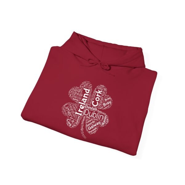 Ireland Word Art Four Leaf Clover Hoodie Irish Cities S-5XL