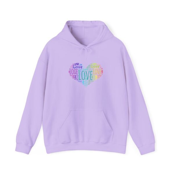 Love Heart Hoodie – Unisex Colorful Word Art Design – Cozy & Stylish Sweatshirt Sizes S to 5Xl