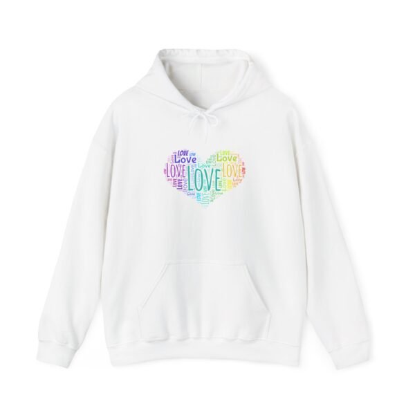 Love Heart Hoodie – Unisex Colorful Word Art Design – Cozy & Stylish Sweatshirt Sizes S to 5Xl