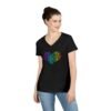 Women's V-Neck Love Heart T-Shirt – Colorful Word Art Design – Sizes S-3XL