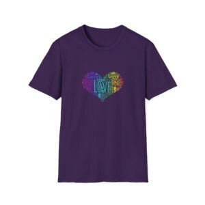 Love Heart T-Shirt – Colorful Word Art Design – Unisex Tee XS-5XL