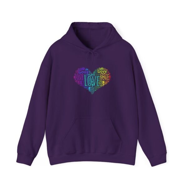 Love Heart Hoodie – Unisex Colorful Word Art Design – Cozy & Stylish Sweatshirt Sizes S to 5Xl