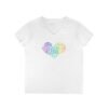 Women's V-Neck Love Heart T-Shirt – Colorful Word Art Design – Sizes S-3XL