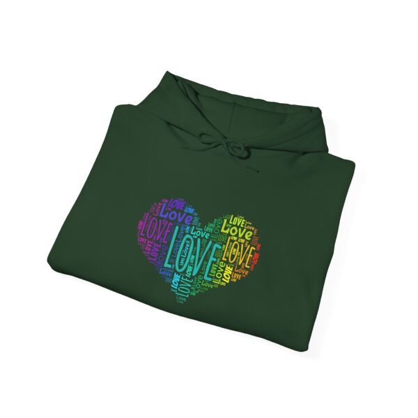Love Heart Hoodie – Unisex Colorful Word Art Design – Cozy & Stylish Sweatshirt Sizes S to 5Xl