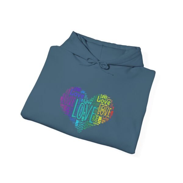 Love Heart Hoodie – Unisex Colorful Word Art Design – Cozy & Stylish Sweatshirt Sizes S to 5Xl