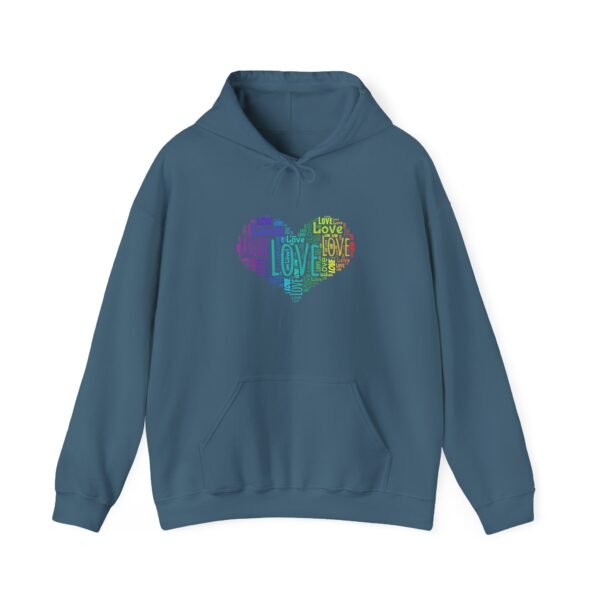 Love Heart Hoodie – Unisex Colorful Word Art Design – Cozy & Stylish Sweatshirt Sizes S to 5Xl