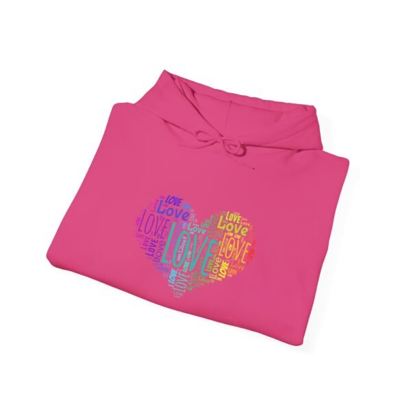 Love Heart Hoodie – Unisex Colorful Word Art Design – Cozy & Stylish Sweatshirt Sizes S to 5Xl