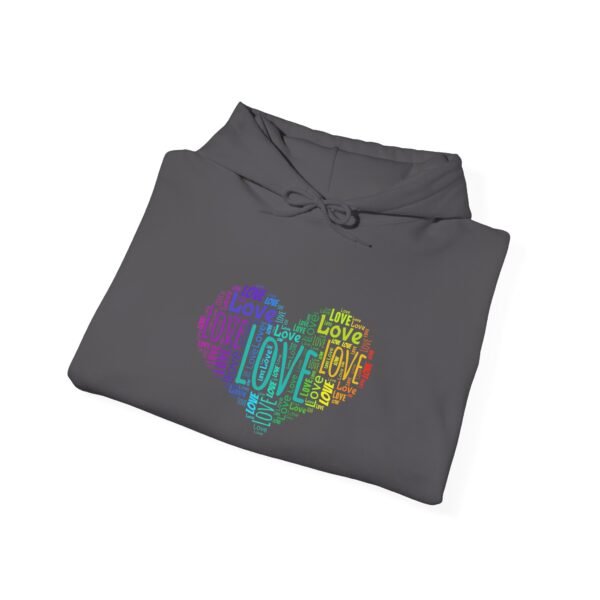 Love Heart Hoodie – Unisex Colorful Word Art Design – Cozy & Stylish Sweatshirt Sizes S to 5Xl