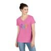 Women's V-Neck Love Heart T-Shirt – Colorful Word Art Design – Sizes S-3XL