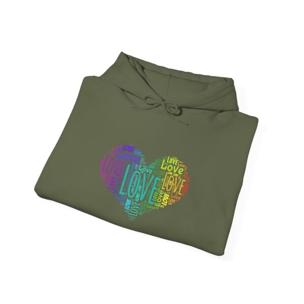 Love Heart Hoodie – Unisex Colorful Word Art Design – Cozy & Stylish Sweatshirt Sizes S to 5Xl