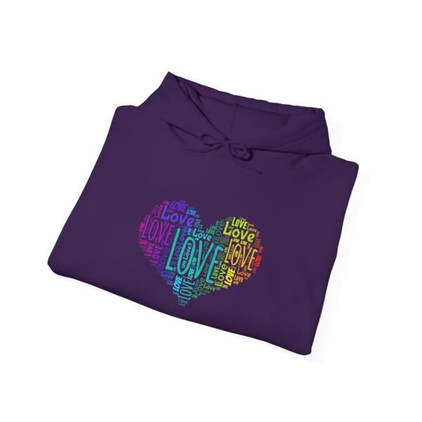 Love Heart Hoodie – Unisex Colorful Word Art Design – Cozy & Stylish Sweatshirt Sizes S to 5Xl