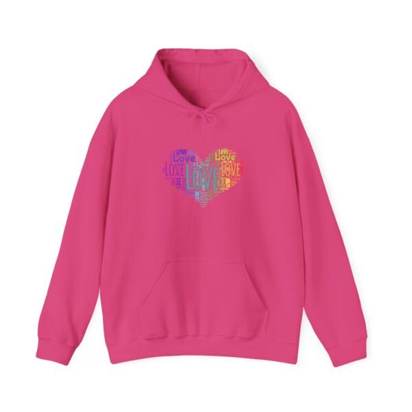 Love Heart Hoodie – Unisex Colorful Word Art Design – Cozy & Stylish Sweatshirt Sizes S to 5Xl