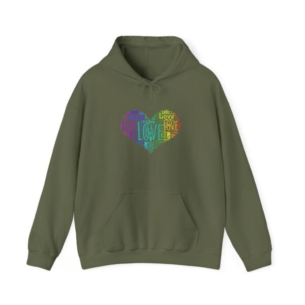 Love Heart Hoodie – Unisex Colorful Word Art Design – Cozy & Stylish Sweatshirt Sizes S to 5Xl