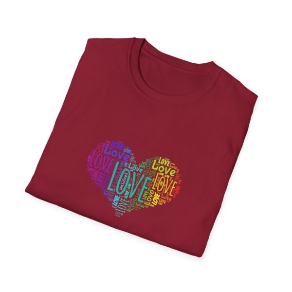 7251369355394352467_2048.jpeg Love Heart T-Shirt – Colorful Word Art Design – Unisex Tee XS-5XL