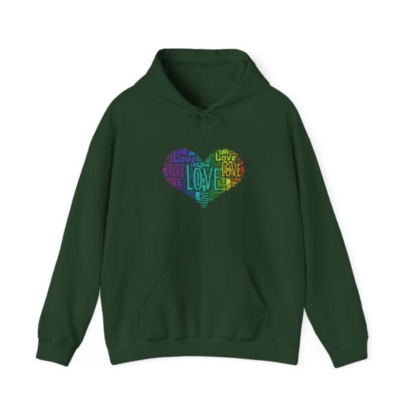 Love Heart Hoodie – Unisex Colorful Word Art Design – Cozy & Stylish Sweatshirt Sizes S to 5Xl